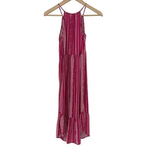 Kids Old Navy Pink White‎ Striped Maxi Dress Ruffle Hem Halter Neck Size XL